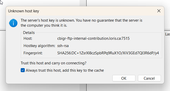 Unknown host key